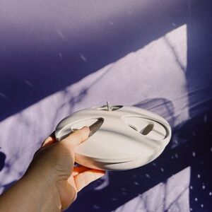 1960s Danaware Melamine MCM UFO Space Age Spinning Saucer White Ashtray